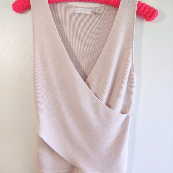 Ramy Brook Cashmere Blend Knit Wrap Top Sleeveless Pink Blush Women's Small - Picture 4 of 10